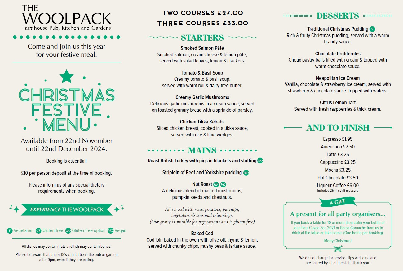 The Woolpack - Christmas Menu 2024 p1